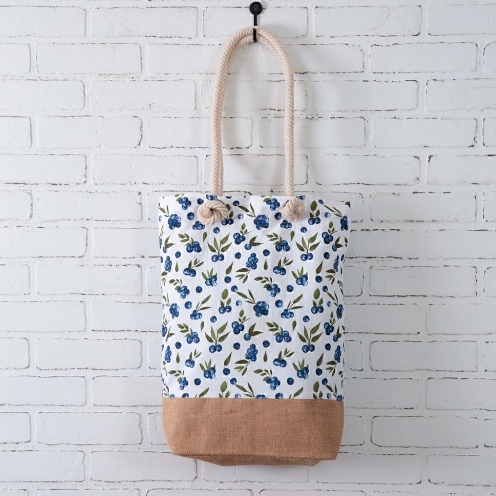 NEW! Summer Juicy Blueberries Market Bag Summer Shopping Beach Tote Shoulder